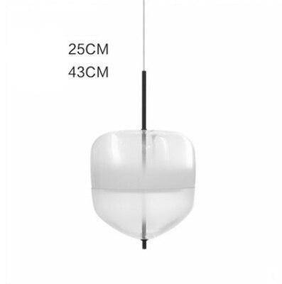 Suspension design LED en verre bleu de plusieurs formes