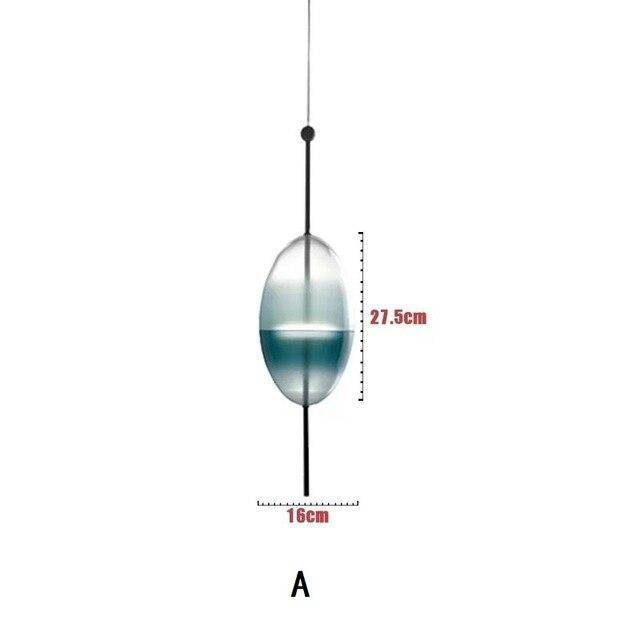 Suspension design LED en verre bleu de plusieurs formes