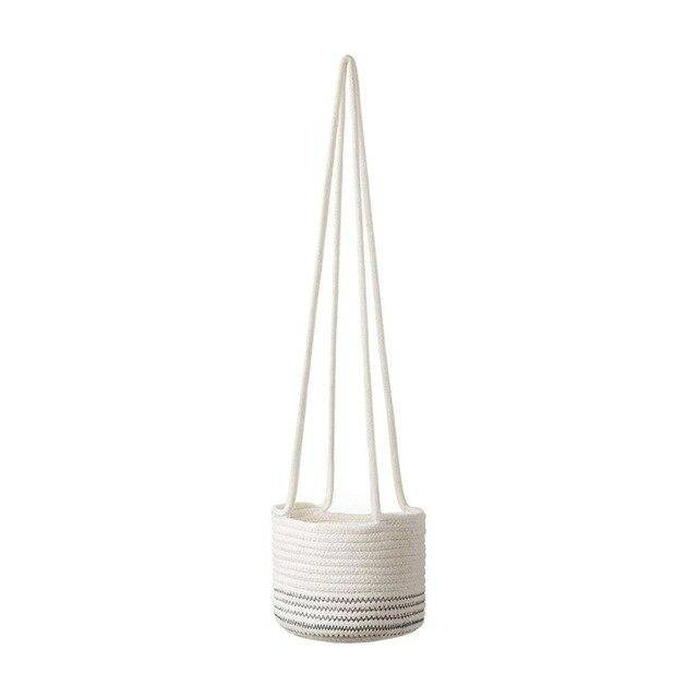 Cache-pots suspendu en toile de jute style scandinave