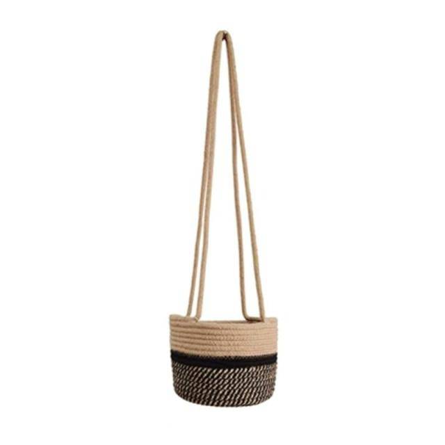 Cache-pots suspendu en toile de jute style scandinave