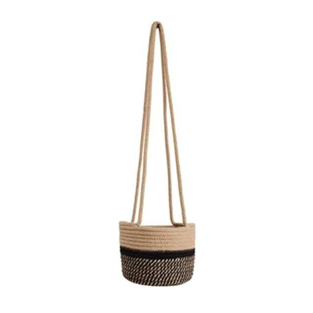 Scandinavian style hessian hanging planter