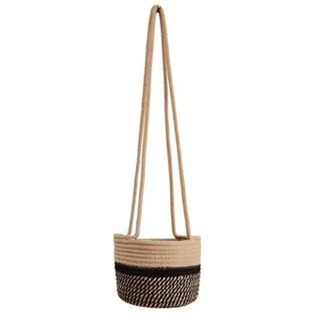 Cache-pots suspendu en toile de jute style scandinave