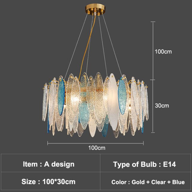 Moderna lámpara de araña con lujosas lamas de cristal Valentina