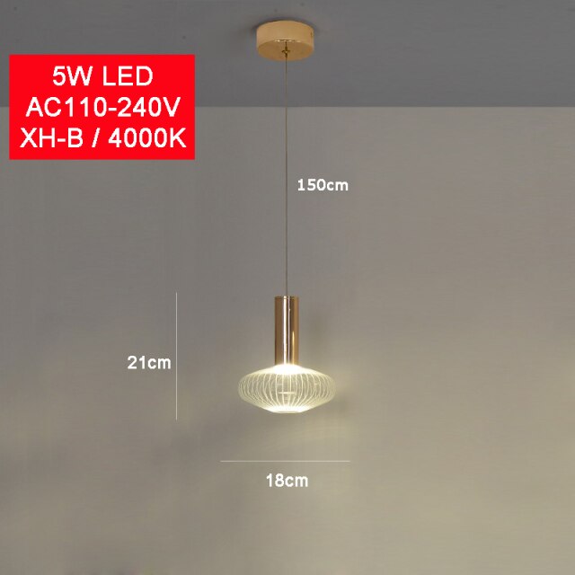 pendant light modern LED with different glass shapes Florina