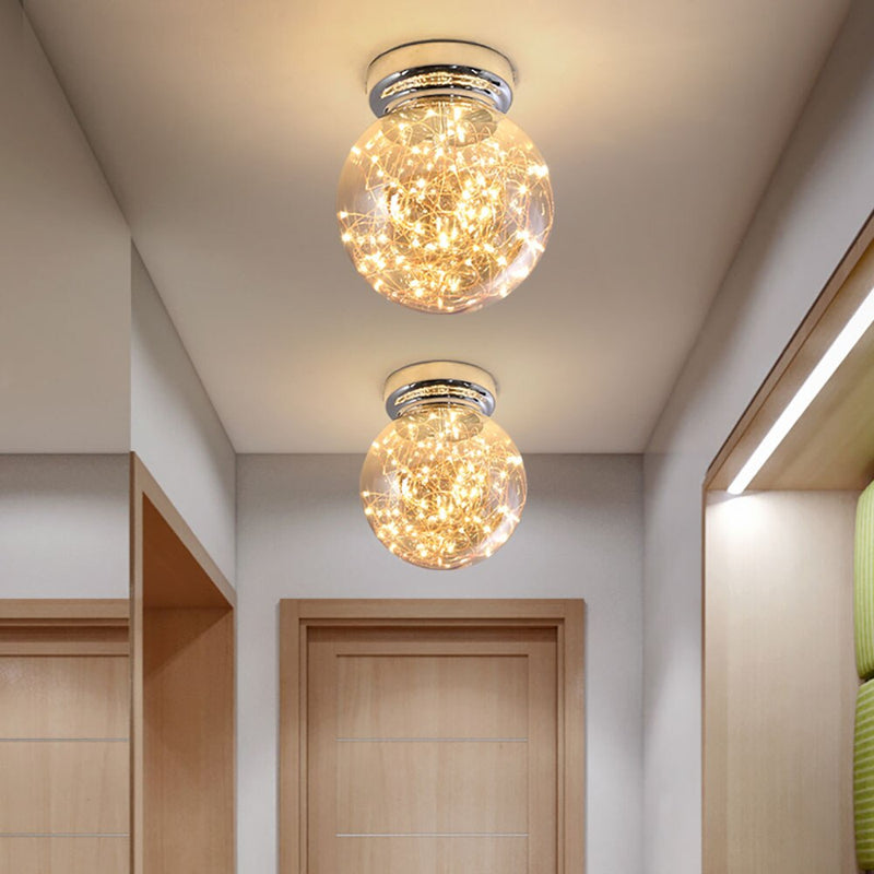 Modern LED ceiling lamp with glass globe Duna