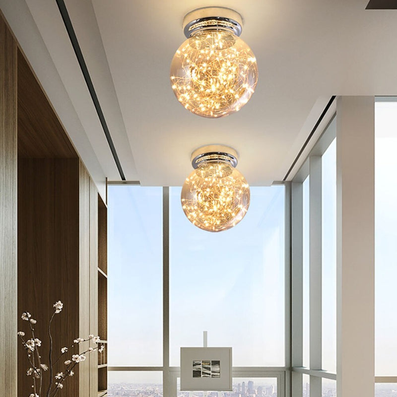 Lámpara de techo LED moderna con globo de cristal Duna