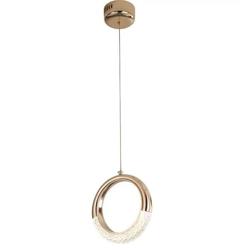 Suspension design Led avec anneau doré style Ring Light