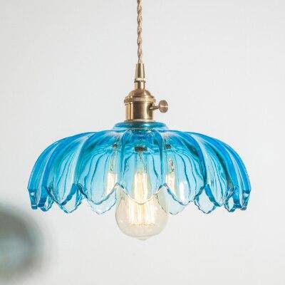 Suspension en verre coloré style fleur japonaise Vintage