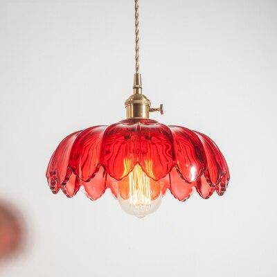 Suspension en verre coloré style fleur japonaise Vintage