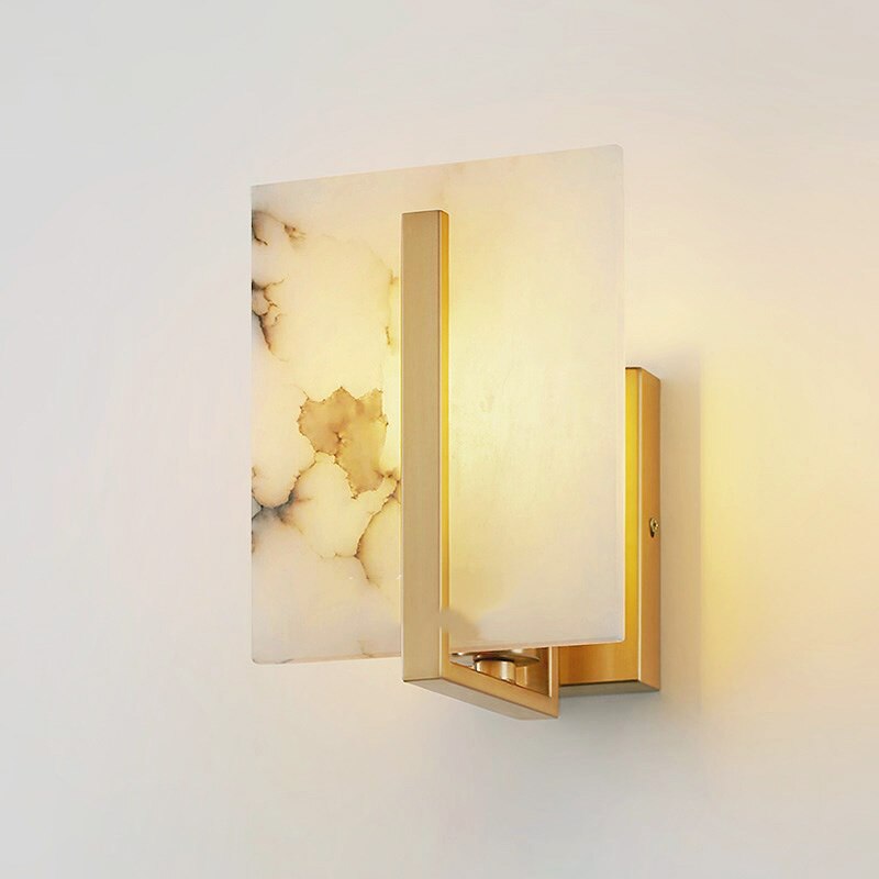 Lámpara de pared design efecto mármol y metal dorado Lucas