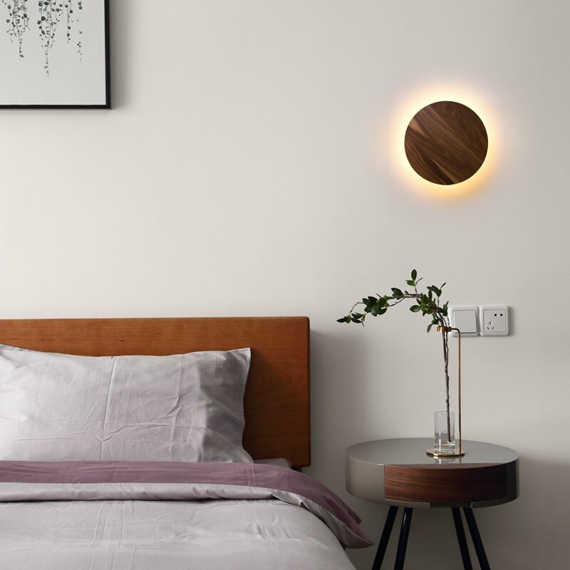 Lámpara de pared moderna de madera redonda Nordic Globe