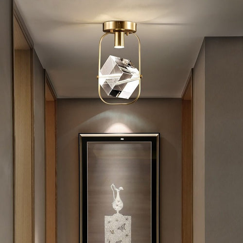 Moderna lámpara de techo LED con cristal cuadrado Sollya