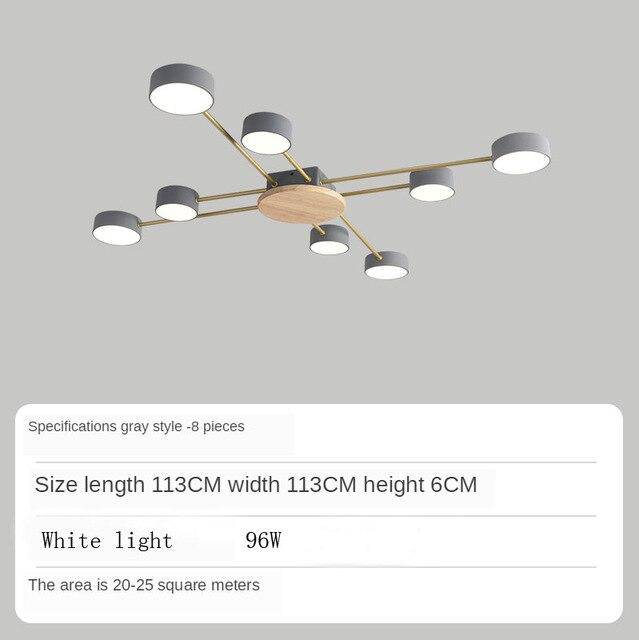 Design LED ceiling lamp in metal and wood with several round lamps Aibiou