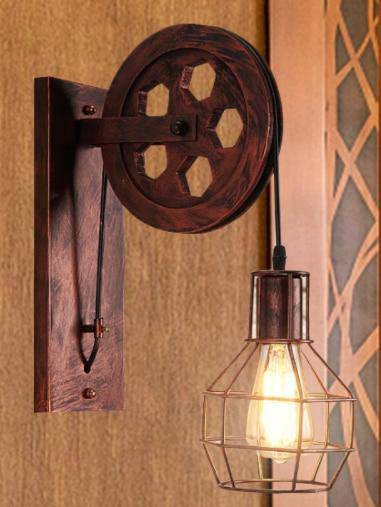 wall lamp rustic wall pulley with industrial cage