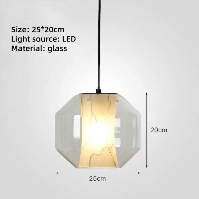 Suspension moderne LED marbre dans un prisme en verre Libe