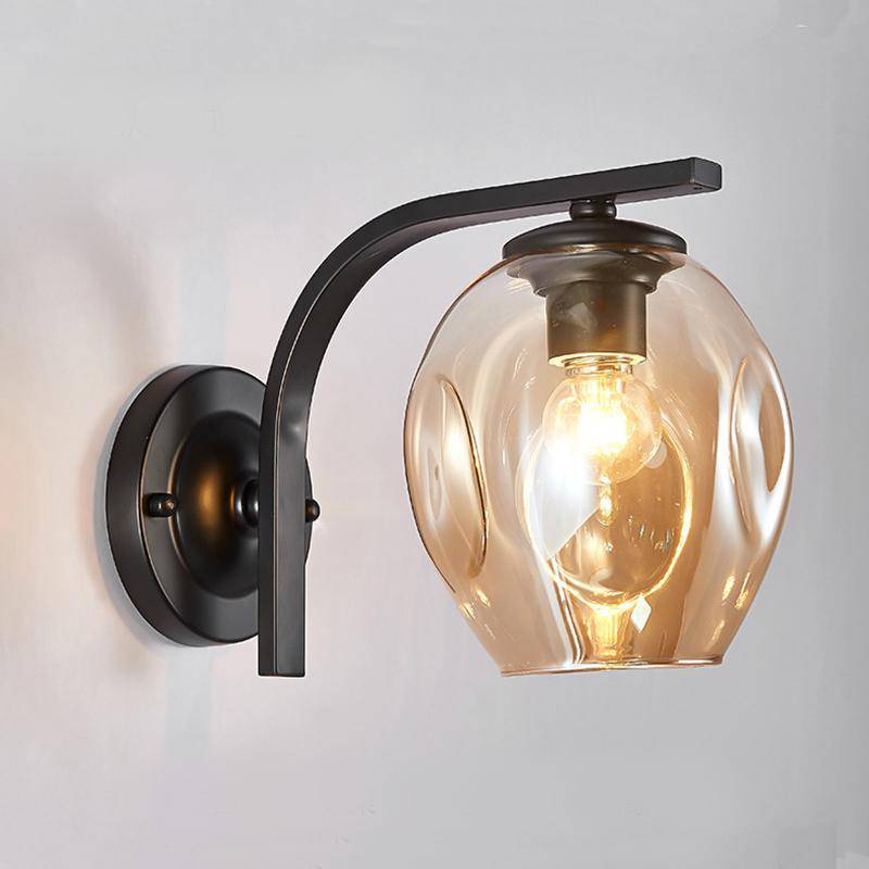 Lámpara de pared design metal LED con pantalla de vidrio soplado Loft