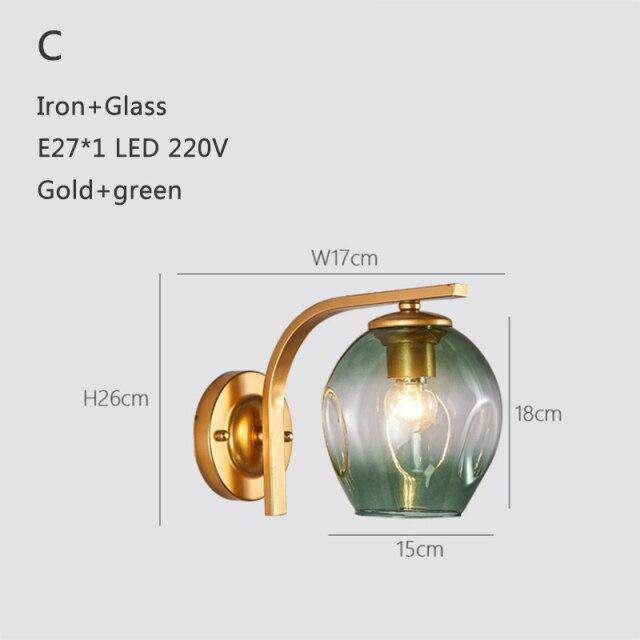 wall lamp LED metal wall design with lampshade blown glass Loft