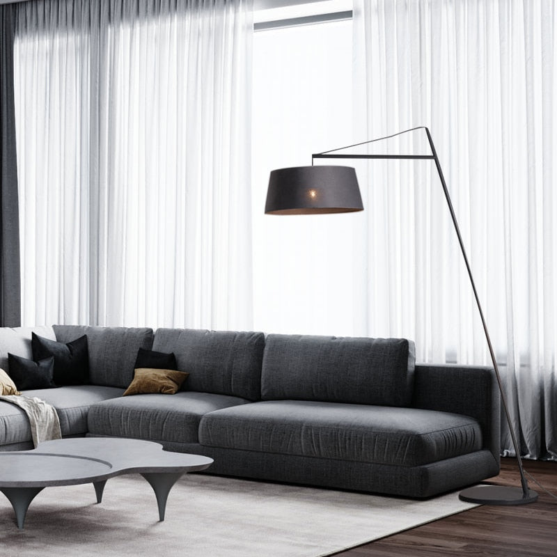 Lampadaire moderne LED avec abat-jour droit tambour Lorya - vue 5 sur 7