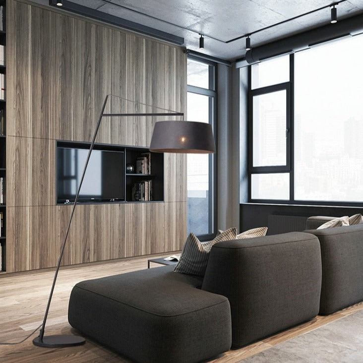 Lampadaire moderne LED avec abat-jour droit tambour Lorya - vue 3 sur 7