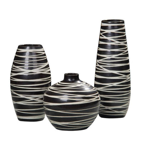 Vase design en céramique noire style zèbre - vue 8 sur 7
