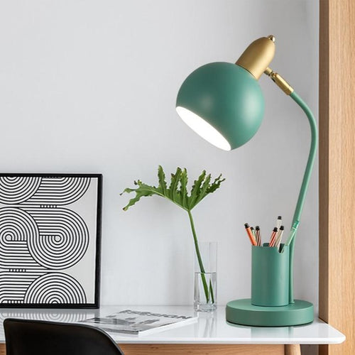 Coloured LED desk lamp with pencil cup Pennie