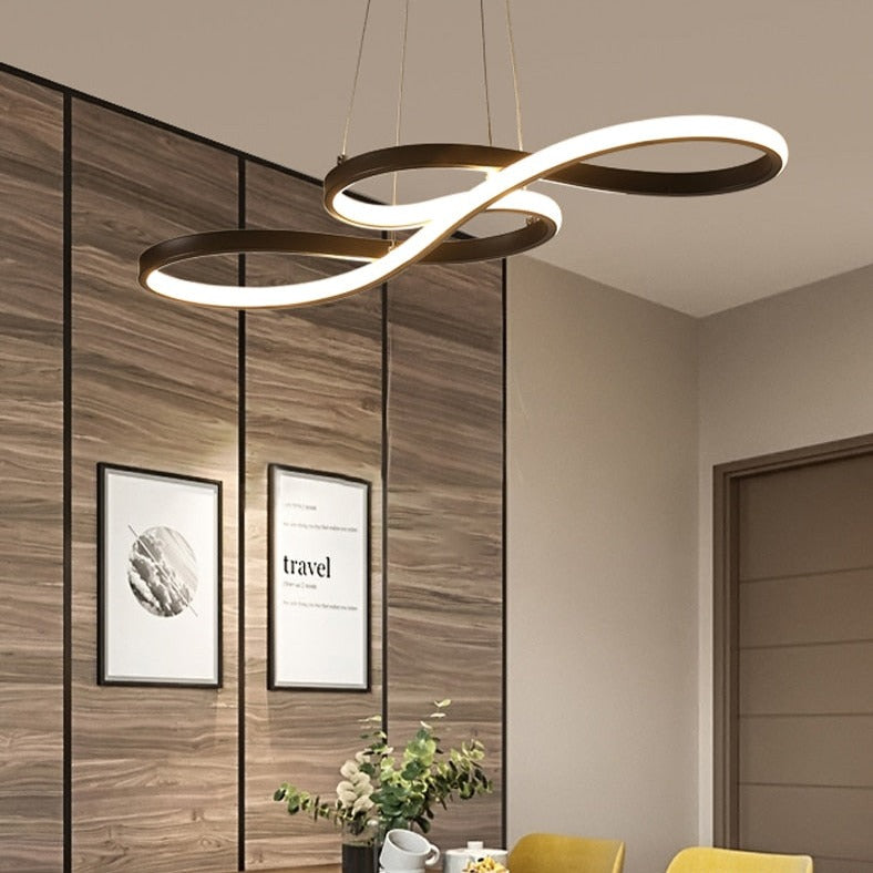 Lustre moderne avec deux symboles d'infini métalliques Kemena