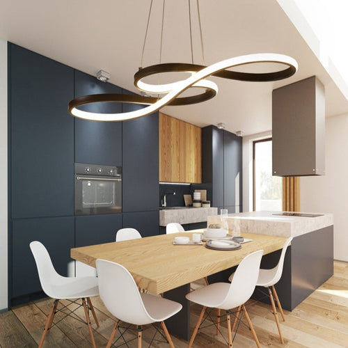 Lustre moderne avec deux symboles d'infini métalliques Kemena - vue 6 sur 11