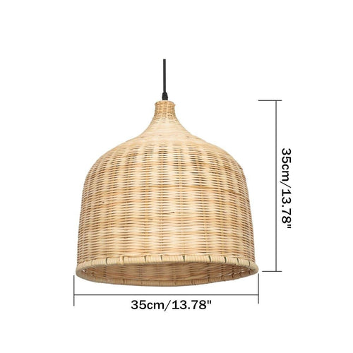 Suspension en rotin LED avec abat-jour arrondi Hang