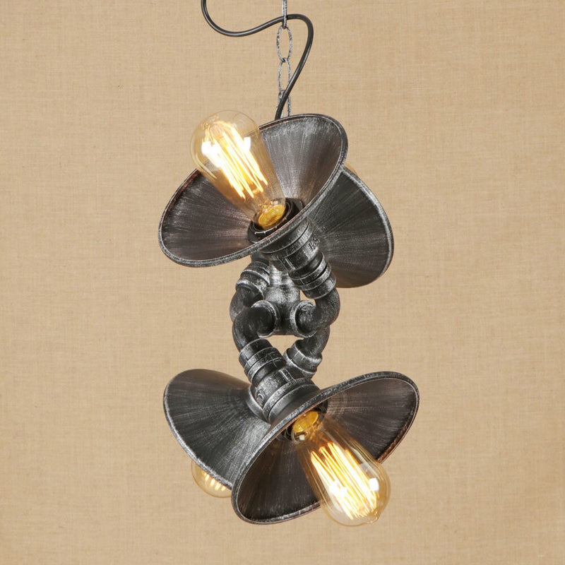 Suspension vintage LED tuyaux noués réglables Liveria