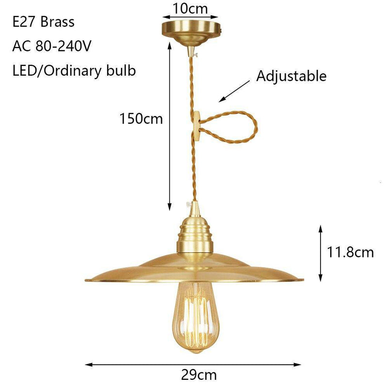 Suspension design LED en métal doré avec abat-jour chapeau Coffee