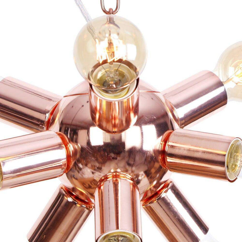 LED design chandelier in pink gold metal with several Fly lamps