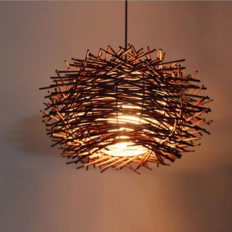 Suspension design en forme de nid d'oiseaux Rattan