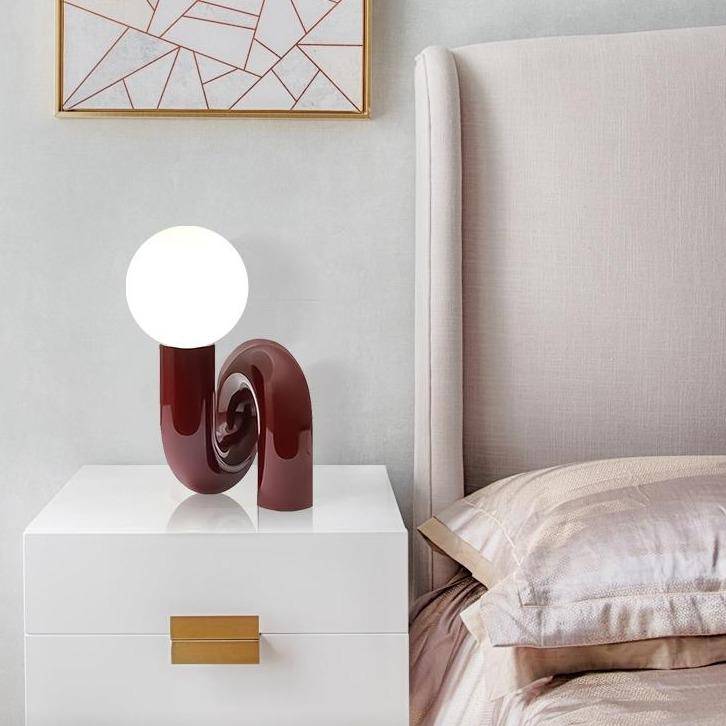 Lampe à poser design à LED en métal rouge avec boule en verre Mao - vue 6 sur 6