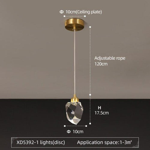 Suspension simple moderne LED en cristal Tyana - vue 5 sur 5