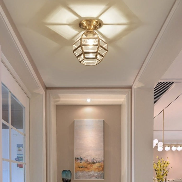 Plafonnier moderne en cuivre et verre Loxia