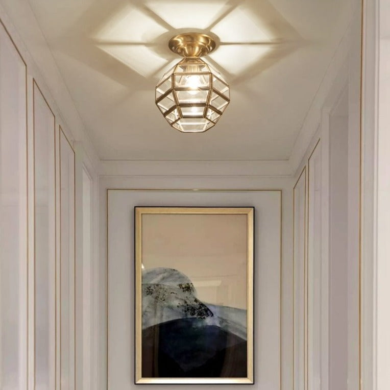 Plafonnier moderne en cuivre et verre Loxia