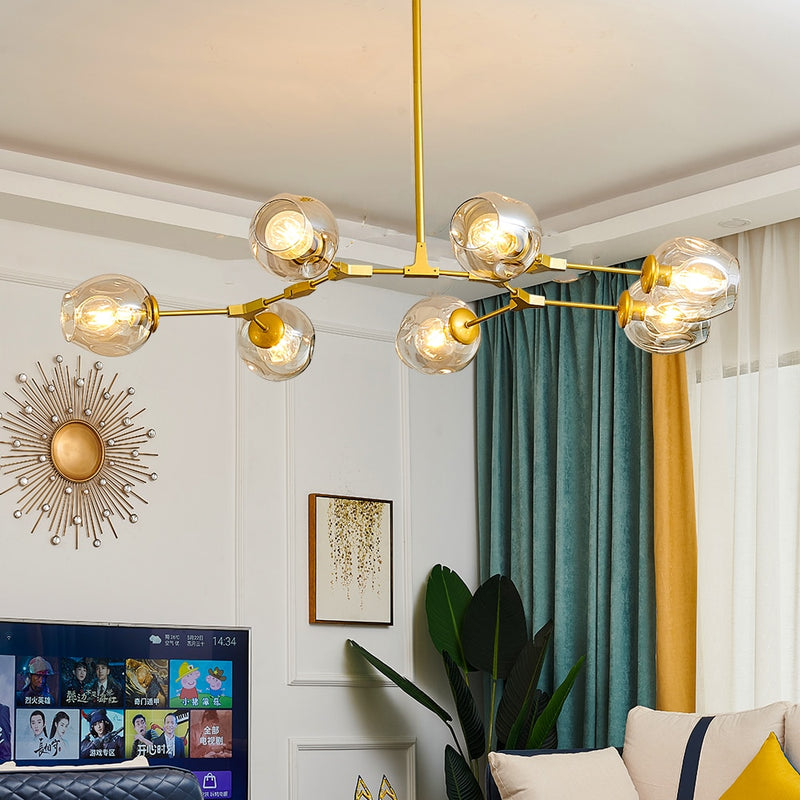 LED design chandelier with metal branches and bubbles glass Beans
