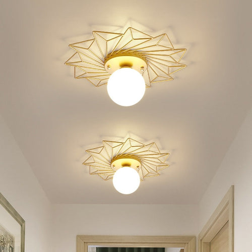 Plafonnier moderne LED avec soleil métallique et globe Sana - vue 5 sur 10