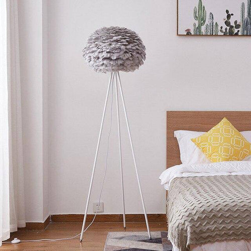 Floor lamp LED design with lampshade feathered style Romance