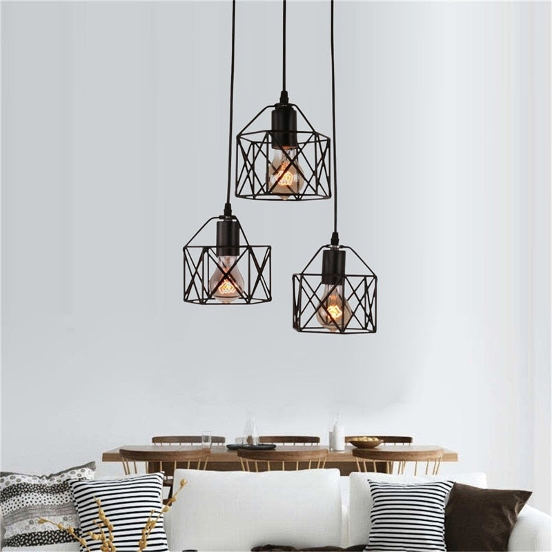 Hexagon Industrial metal Cage Pendant light