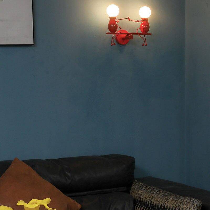 Applique murale moderne LED bonhommes colorés style Cartoon