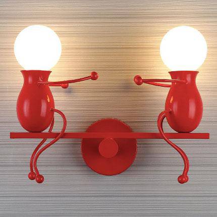 Applique murale moderne LED bonhommes colorés style Cartoon