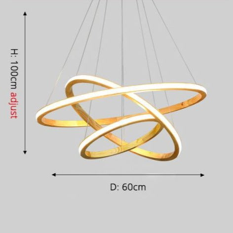 Lustre moderne LED avec anneau en bois lumineux Ibarne