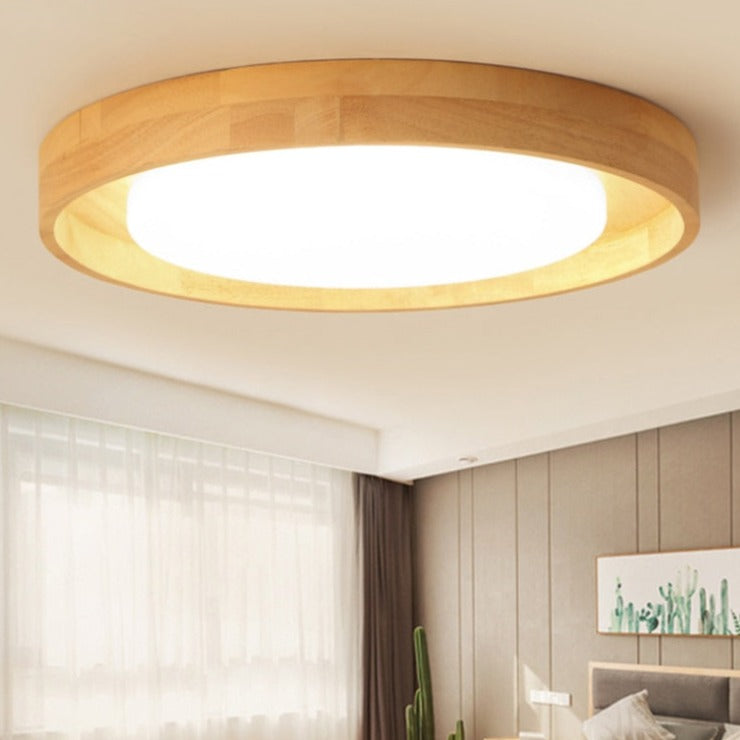 Lámpara de techo redonda de madera escandinava Adartza
