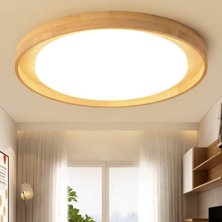 Plafonnier scandinave LED rond et en bois Adartza