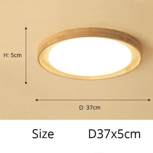 Plafonnier scandinave LED rond et en bois Adartza