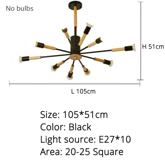 Lustre scandinave en bois et métal en forme de molécule Mencya