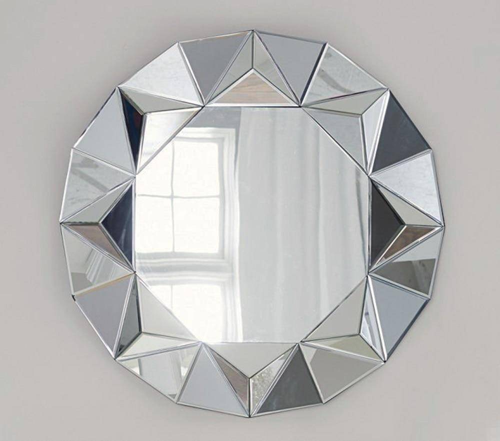 Miroir mural décoratif rond biseauté triangles Decorative - vue 3 sur 6