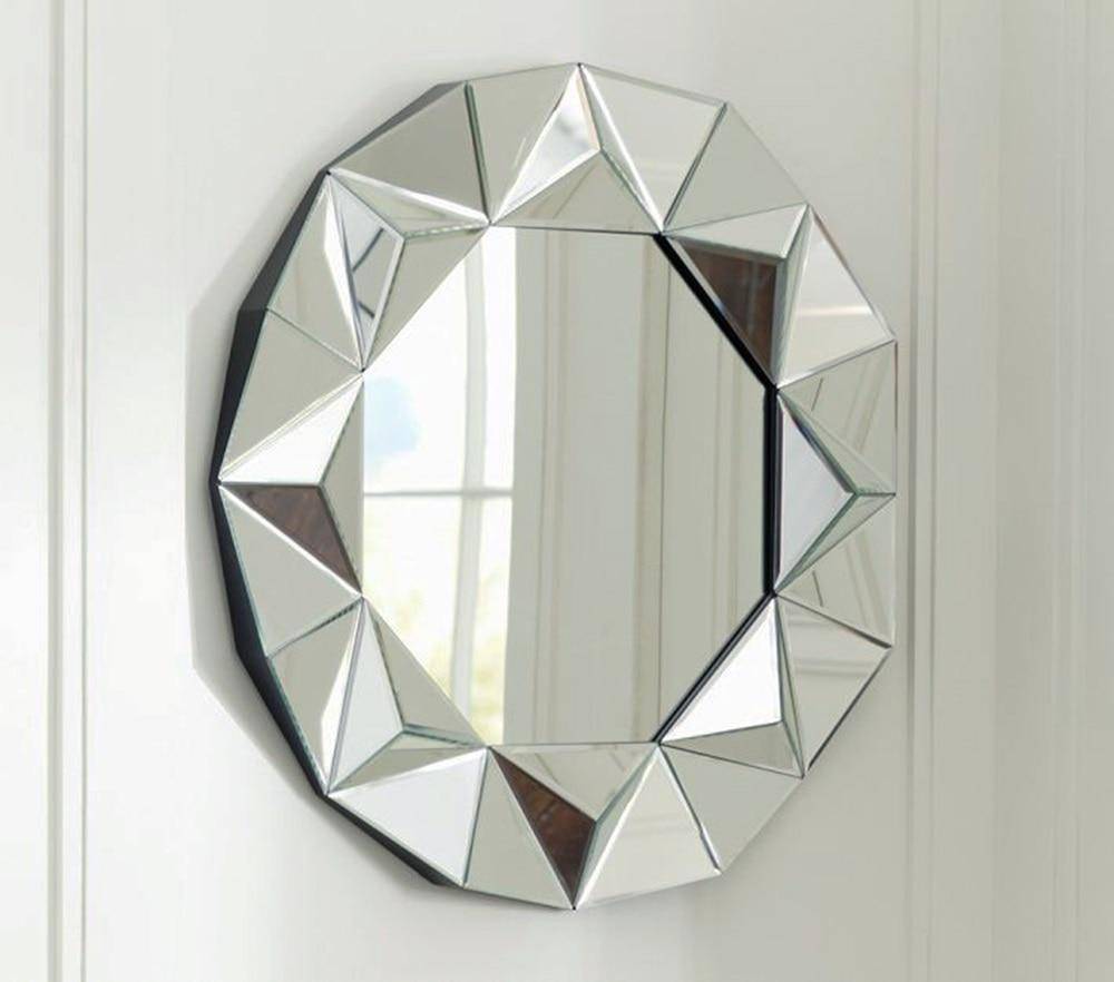 Miroir mural décoratif rond biseauté triangles Decorative - vue 6 sur 6