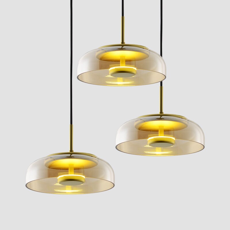 Suspension design ronde en verre LED Glass